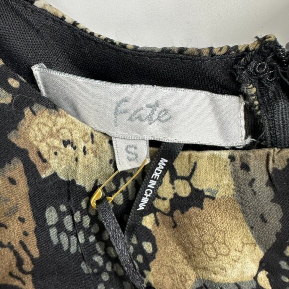 Fate Snake Skin Print Midi Dress S High Low Tulip Hem A Line Sleeveless Brown - Picture 2 of 9